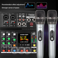 Console de mixage audio USB TX04 2 canaux pour DJ, studio en direct, karaoké, scène, performance, avec microphone sans fil et carte son