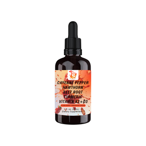 Etiqueta OEM ODM, Pimienta de Cayena, Espino Blanco, Raíz de Remolacha, Cúrcuma, Vitamina K2+D3 en Gotas Líquidas, Apoyo al Metabolismo y Digestión - Product Image 1