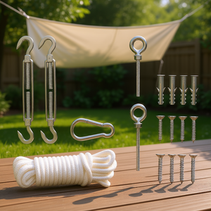 Kit d'accessoires pour voile d'ombrage en acier inoxydable, 9 pièces, pour installation de pare-soleil de patio, montage mural, commande manuelle - Product Image 2