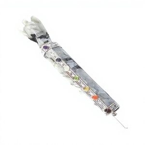 Venta al por mayor: Lápiz de cristal curativo de ángel, piedra lunar arcoíris natural, cuarzo tallado de los siete chakras, gema de ágata semipreciosa, artesanía. - Product Image 1