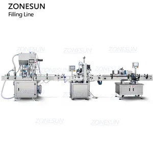 ZONESUN自動化粧品液体マニキュアエッセンシャルオイルドロッパーボトル充填キャッピングラベリングマシンラインキャップフィーダー付き