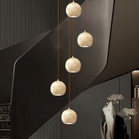 Nouveau lustre en marbre moderne pour villa duplex, lustre long pour escalier, lampe suspendue de luxe, design de salon, luminaires suspendus