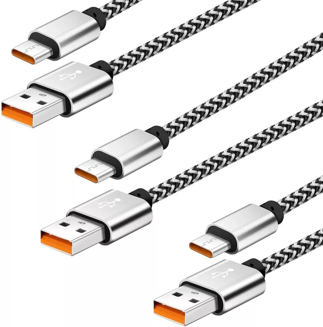 Factory Wholesale 3ft 6ft 2.4A 3A 18w Fast Charging Cable Nylon Braided Micro Type-c USB Cables for Phone Charger OEM logo Color