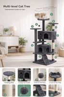 Arbre à chat moderne en velours doux avec poteaux à gratter en sisal, structure d'escalade multi-niveaux en peluche pour espace de repos à domicile