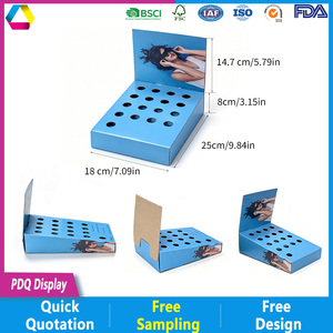 Boîte de présentation PDQ pliable personnalisée en carton ondulé écologique avec plateau incliné amovible et support sans outil pour rouges à lèvres et cosmétiques - Product Image 6