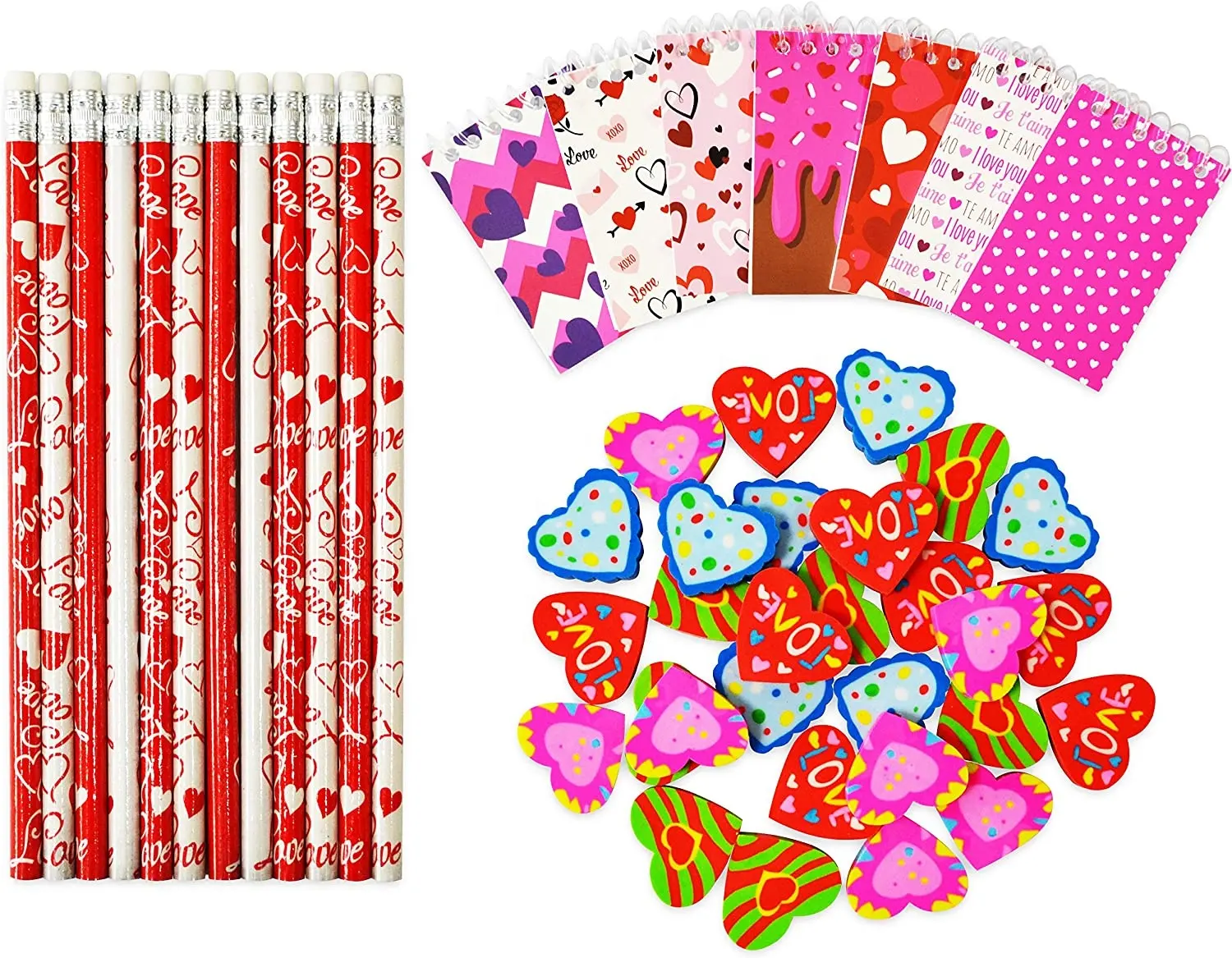 Valentine Briefpapier Sets Valentine Exchange Party Favor Toy Valentine Themed Notepad Bleistift und Radiergummi Set für Kinder Schule