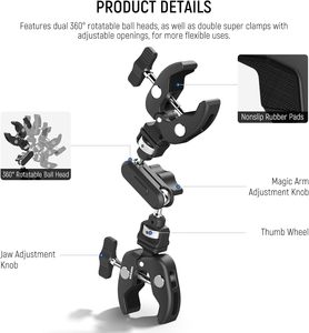 <span class=keywords><strong>NEEWER</strong></span> Double Super Clamp Support de Caméra Bras Magique Interface NATO Griffe Froide Trous de Fixation <span class=keywords><strong>1</strong></span>/4" ARRI pour Studio Photo et Vidéo - Product Image 2