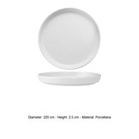 Assiette plate Riga Ø 26 cm H 2,5 cm empilable en porcelaine blanche M1934