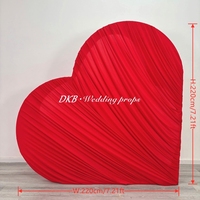 DKB Crafts Wholesale Luxurious Engagement Wedding Drapery Fabric Backdrop Red Spandex Fabric and Lying Heat-Shaped Arch Backdrop