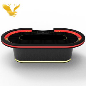 Mesas de juego personalizadas YH, juego de <span class=keywords><strong>mesa</strong></span> de póquer Texas de 96 pulgadas de madera, <span class=keywords><strong>mesa</strong></span> de póquer de 10 jugadores con luz Led - Product Image 4