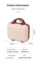 Nouvelle Trousse de Maquillage Crème Grande et Mignonne en PU à Rayures avec Fermeture Éclair, 14 Pouces, Étanche, pour Rangement de Bagages - Collection 2026
