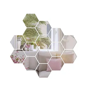 カスタム形状六角形ミラーステッカーミラーウォールステッカーリビングルーム寝室家の装飾シルバーミラーガラスシート
