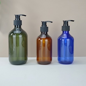 Bouteille de shampoing ou d'huile capillaire en PET transparente ambrée verte de 500 ml à épaule ronde avec pompe, personnalisable pour bouteilles en plastique sur mesure - Product Image 3