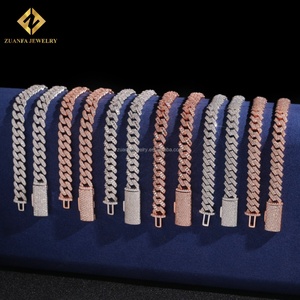 เครื่องประดับแฟชั่น8มม. สองแถวยอดนิยมสไตล์ฮิปฮอปเย็นใบรับรอง GRA FL Moissanite Diamond uban Link Chain & สร้อยข้อมือ - Product Image 5