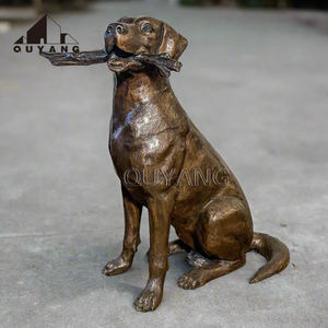 QUYANG parque al aire libre decoración Fundición a mano tamaño real Animal escultura bronce mentira <span class=keywords><strong>Labrador</strong></span> perro estatuas - Product Image 2