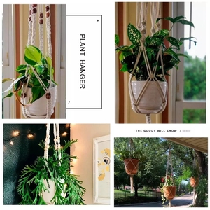 Porte-Pots de fleurs <span class=keywords><strong>en</strong></span> <span class=keywords><strong>macramé</strong></span>, porte-plantes de balcon à corde <span class=keywords><strong>en</strong></span> coton - Product Image 3