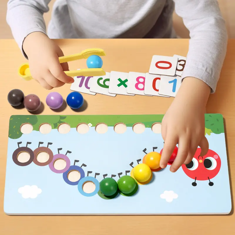 Montessori-Clip-Perlen-Mathematik-Spielzeug Kinder feinmotortraining Farben-Überholung Raupenzahnzahnzahnzahn-Lern-Lern-Spielzeug