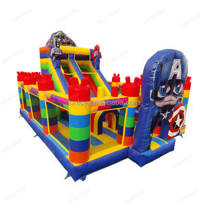 Structure gonflable commerciale combinée avec toboggan et parcours d'obstacles en bâche PVC, pour 3 à 5 personnes, utilisation en extérieur pour parcs à thème - Product Image 3