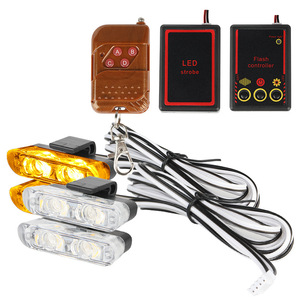 Modifikasi Mobil Remote Kontrol Nirkabel 12V Satu-ke-empat Lampu Klip Grille Merah-Biru Lampu Strobo 2 LED Lampu Peringatan - Product Image 1