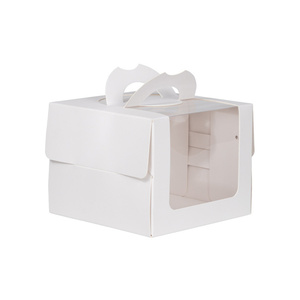 Boîte à pâtisserie écologique en kraft avec fenêtre transparente, poignée, pelliculage mat et rabats pour le transport de gâteaux et desserts - Product Image 1