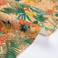 Tissu en liège naturel au mètre, imprimé floral, cuir PU en liège pour semelles de chaussures, artisanat