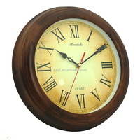 Reloj de pared antiguo europeo clásico de madera maciza de lujo con números romanos de estilo vintage