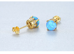 Minimalist S925 Silver <b>Opal</b> Stud <b>Earrings</b> Claw Setting Classic Women's Jewelry Everyday Wear Factory wholesale - Product Image 6