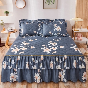 Amazon Hot Bán Giường Váy Đặt Hai Lớp Trải Giường Hoa In Bedsheet Song Song Giường Váy + 2Pcs Gối Bedsheets - Product Image 6