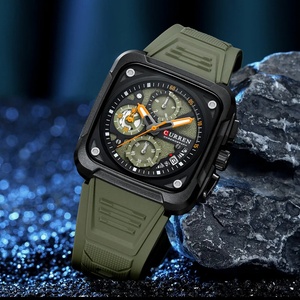 Montres pour hommes CURREN 8461, marque haut de gamme, montre-bracelet à quartz carrée de luxe, originale, étanche, chronographe lumineux pour hommes - Product Image 4