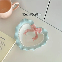 Rétro Coeur Céramique Maison Petit Déjeuner Dessert Salade De Fruits Pâtes Plat Profond Assiettes Plates En Céramique De Dentelle