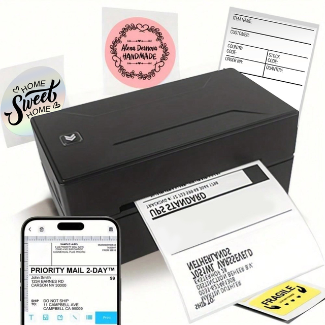 Marklife High-Speed 110mm Thermal Barcode Printer USB Interface 203dpi Resolution FCC Certified for Logistics Shipping Labels