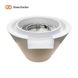 Foyer de piscine en acier corten blanc sans fumée avec fontaine en cascade ronde et chauffage extérieur écologique pour les piscines de jardin - Product Image 3