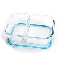Boîtes alimentaires en verre hermétiques JM avec compartiment à 2 niveaux, boîte bento transparente pour micro-ondes, emballage pour repas