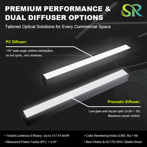 Luz Lineal LED SR G5, Moderna, Arquitectónica, <span class=keywords><strong>de</strong></span> Aluminio, IP20, Ra80, Ángulo <span class=keywords><strong>de</strong></span> Haz <span class=keywords><strong>de</strong></span> 120°, Garantía <span class=keywords><strong>de</strong></span> 3 Años, Iluminación Comercial para Oficinas y Gimnasios - Product Image 3
