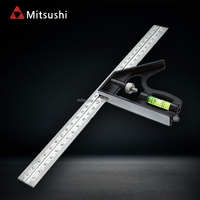 Règle d'angle combinée réglable Mitsushi 300 mm, jauge 45/90 degrés avec niveau à bulle, outils à main