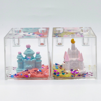Aangepaste vloeibare penhouder papiergewicht Aqua Dream Castle water- en oliegevulde ornament bureaudecoratie creatief cadeau voor kinderen en volwassenen