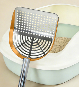 Lange steel steelende ergonomische handgreep, roestvrij en waterdicht ontwerp, kattenbakschep van metaal voor de kattenbak - Product Image 4