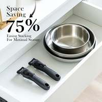 Ensemble de casseroles et poêles en acier inoxydable de qualité supérieure, avec poignée amovible, compatible induction, qualité export