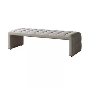 Italian minimalist bedroom <b>bed</b> end bench, simple modern genuine leather shoe changing bench, living room entrance <b>sofa</b> bench, - Product Image 4