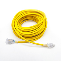 Rallonge électrique rétractable NEMA 5-15P-5-15R avec embout lumineux, 12/3, 50 pieds, usage extérieur, robuste, étanche IP65, 125V, 15A, SJTW, 100% cuivre