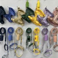 Nouvel ensemble d'accessoires pour chien personnalisé avec logo sur mesure, gamelle portable de luxe en PVC néoprène, harnais et laisse pour chien