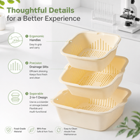 Panier égouttoir universel double couche et passoire à salade, un indispensable moderne pour appartement, en matériau non toxique