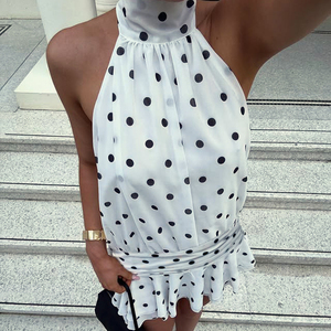 Vente en Gros Mini Robe Chic à Pois Coupe Ample 2025 Tendance Dos Nu avec Détail Nœud - Robe de Soirée d'Été Audacieuse Taille Naturelle - Product Image 4