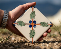 Carreaux de céramique géométriques floraux peints à la main, motif cruciforme sur mesure, 100x100mm, carreaux d'intérieur émaillés artisanaux lumineux