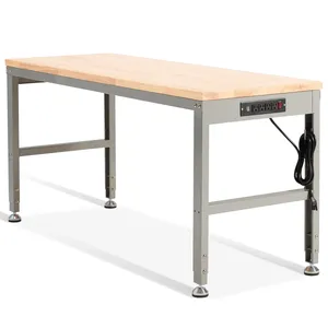60'' Work Table Height Adjustable Large Work Table with Power Outlet Holds 2000 lbs For Garage or Office
