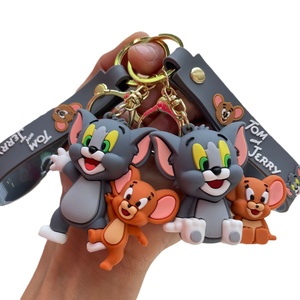 Portachiavi in PVC a forma di cartone animato, statuetta di <span class=keywords><strong>Tom</strong></span> il Gatto, ciondolo per zaino, portachiavi per auto, piccolo regalo - Disponibile all'ingrosso - Product Image 1