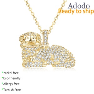 Collier Pendentif Zircon Unisexe en Cuivre Écologique Plaqué Or 14 carats, Fabrication Chinoise, Bijoux Porte-Bonheur, Vente en Gros - Product Image 1