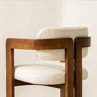 Chaise de salle à manger en bois massif, fauteuil d'appoint moderne avec coussin rembourré et accoudoirs courbes pour salle à manger et salon
