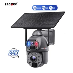 Long Power 7/24 Hours Working 20X Zoom Dual Lens Laser Irs 3K 6MP 20000MA Rechargeable Battery 4G SIM Card Solar Camera