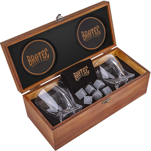 Boîte-cadeau en bois avec logo personnalisé pour whisky verres à vin ensemble avec tartare de glace meilleurs cadeaux pour hommes papa mari fête d'anniversaire - Product Image 3